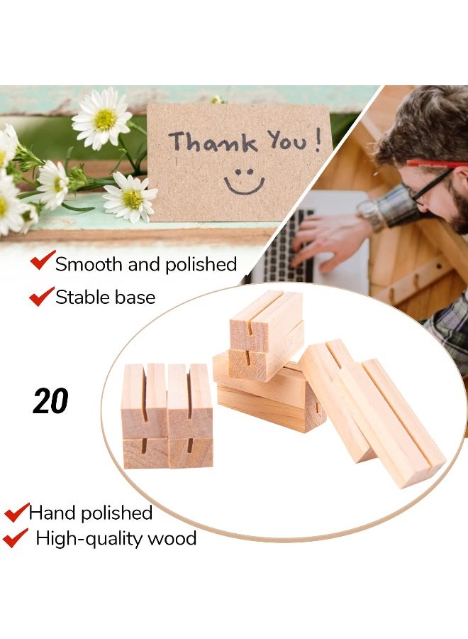 WXJ13 20PCS Wood Place Card Holders Wood Table Number Stands Wood Name Card Holders for Tables Table Sign Stand Picture Holder Acrylic Sign Holders for Wedding Dinner Home Party Events Decoration（Square） - Image 3